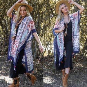 Floral Tassle Fall Kimono
